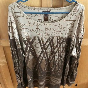 Multiples Brand 2X NWOT Polyester & Spandex Stretchy Top w Gathered Sleeve